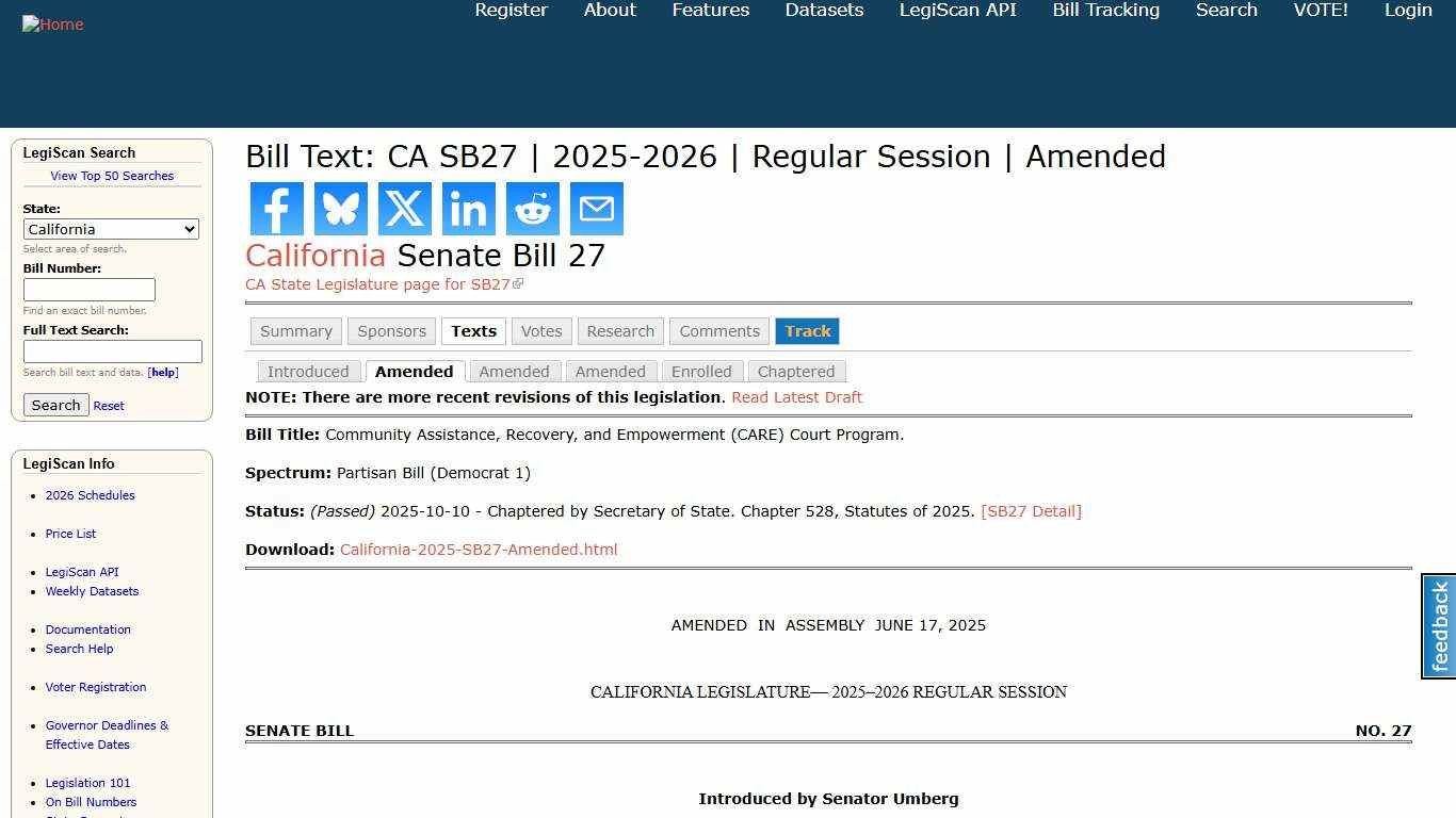 Bill Text: CA SB27 2025-2026 Regular Session Amended LegiScan